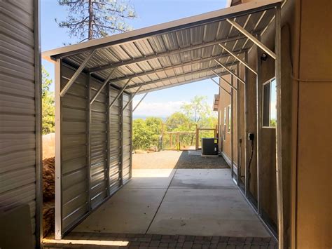 metal lean-to carport attached to house|enclosed metal lean to kit.